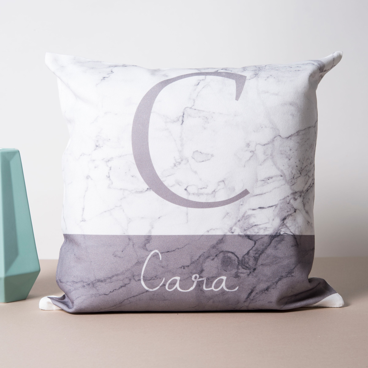 Personalised Cushion - Marble Line Initial & Name