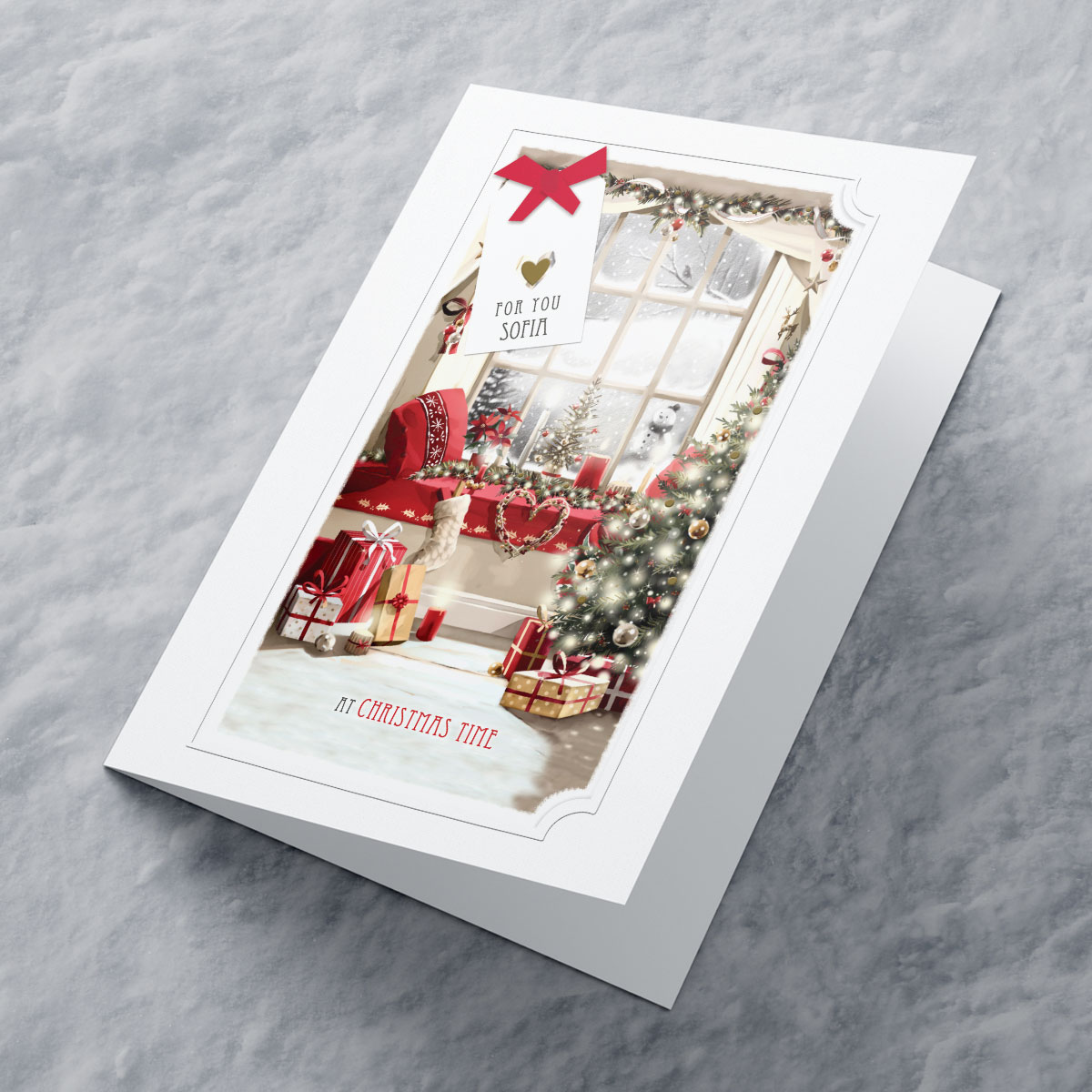 Personalised Christmas Card - Presents By The Window
