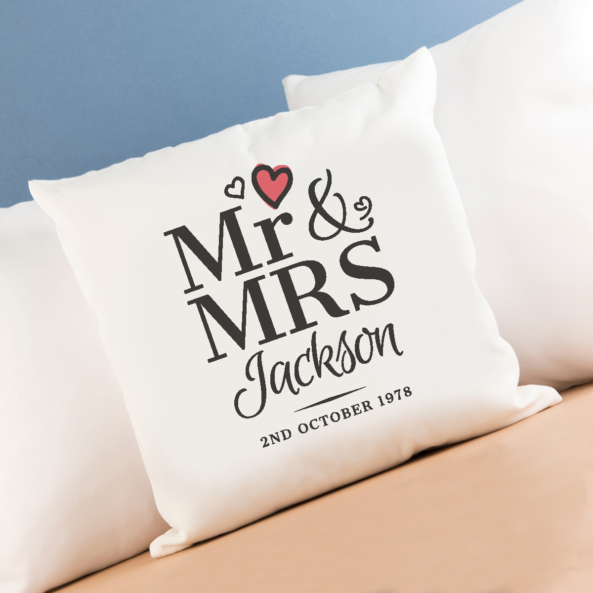 Personalised Cushion - Mr & Mrs Heart