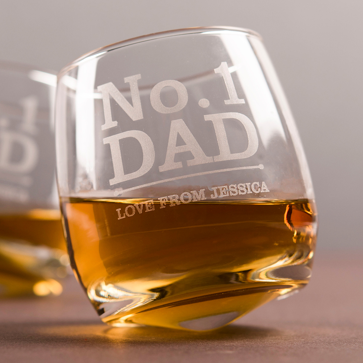 Personalised Set Of 2 Whisky Rockers - No1 Dad
